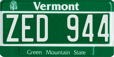 VT license plate ZED944