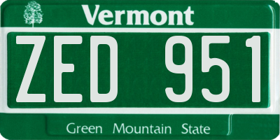 VT license plate ZED951