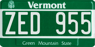 VT license plate ZED955