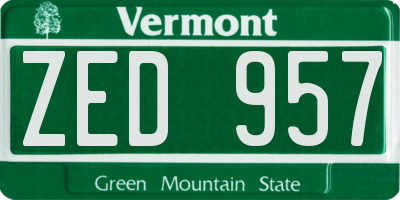 VT license plate ZED957