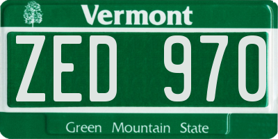 VT license plate ZED970