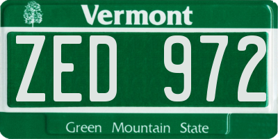 VT license plate ZED972