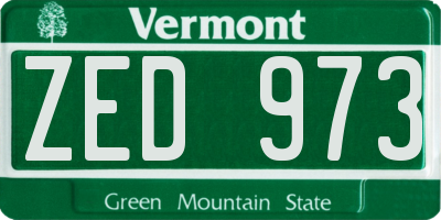 VT license plate ZED973