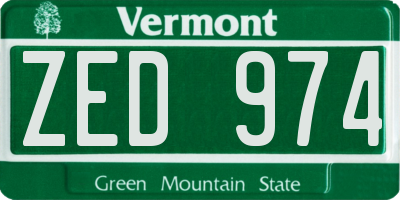 VT license plate ZED974