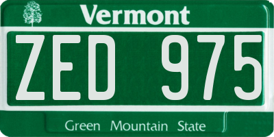 VT license plate ZED975