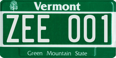 VT license plate ZEE001