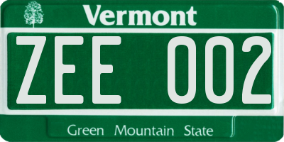 VT license plate ZEE002