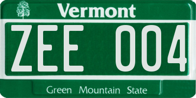 VT license plate ZEE004
