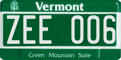 VT license plate ZEE006