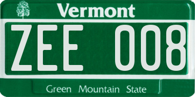 VT license plate ZEE008