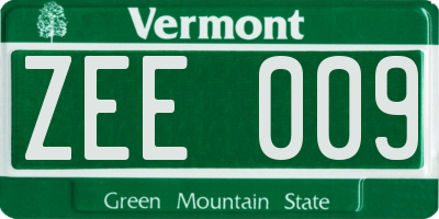 VT license plate ZEE009