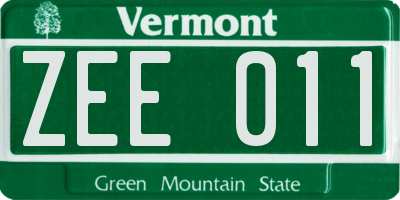 VT license plate ZEE011