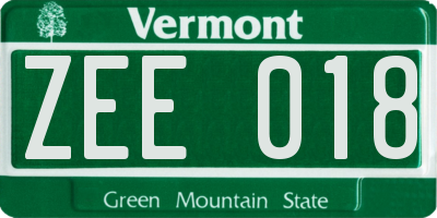 VT license plate ZEE018