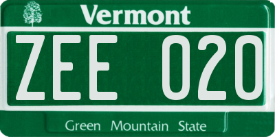 VT license plate ZEE020