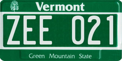 VT license plate ZEE021