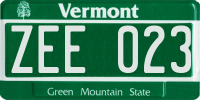 VT license plate ZEE023