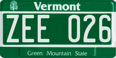 VT license plate ZEE026
