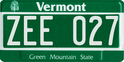 VT license plate ZEE027