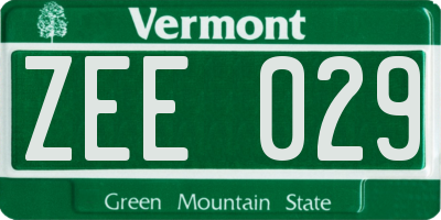 VT license plate ZEE029