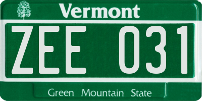 VT license plate ZEE031