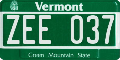 VT license plate ZEE037