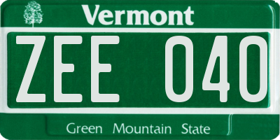 VT license plate ZEE040