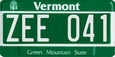 VT license plate ZEE041