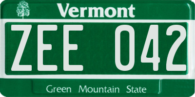 VT license plate ZEE042
