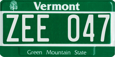 VT license plate ZEE047