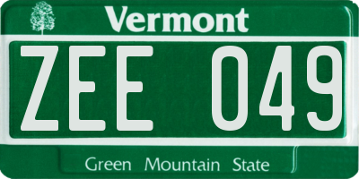 VT license plate ZEE049