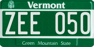 VT license plate ZEE050