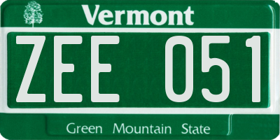 VT license plate ZEE051