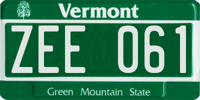 VT license plate ZEE061