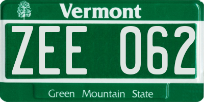 VT license plate ZEE062