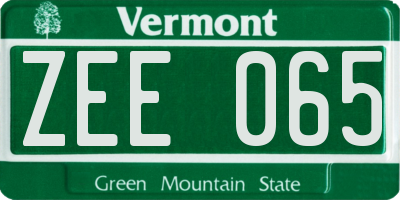 VT license plate ZEE065