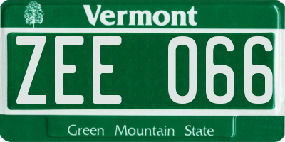 VT license plate ZEE066