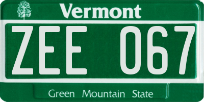VT license plate ZEE067