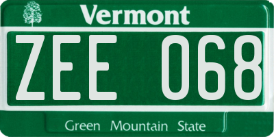 VT license plate ZEE068