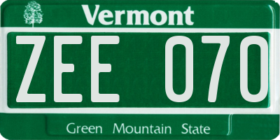 VT license plate ZEE070