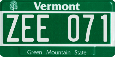 VT license plate ZEE071