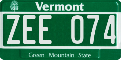 VT license plate ZEE074
