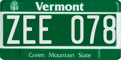 VT license plate ZEE078