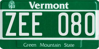VT license plate ZEE080
