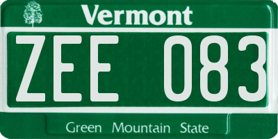 VT license plate ZEE083
