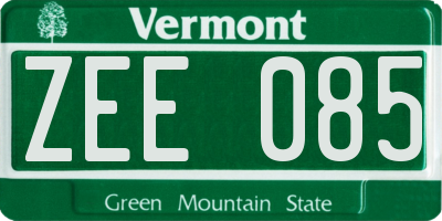VT license plate ZEE085