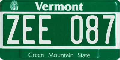 VT license plate ZEE087