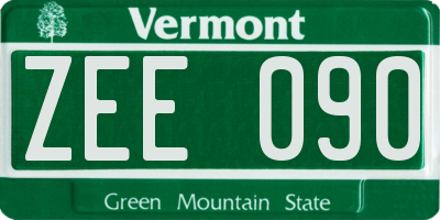 VT license plate ZEE090