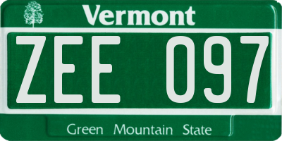 VT license plate ZEE097
