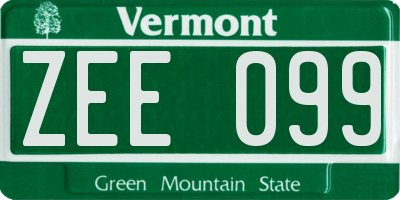 VT license plate ZEE099