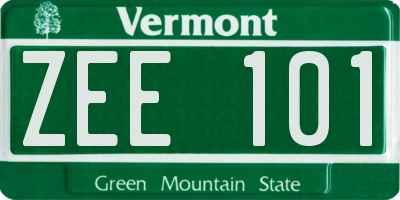 VT license plate ZEE101